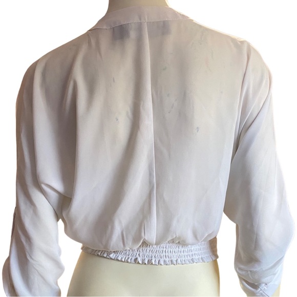 Gabrielle Union chiffon white cropped utility shirt 3/4 sleeves - Picture 4 of 6